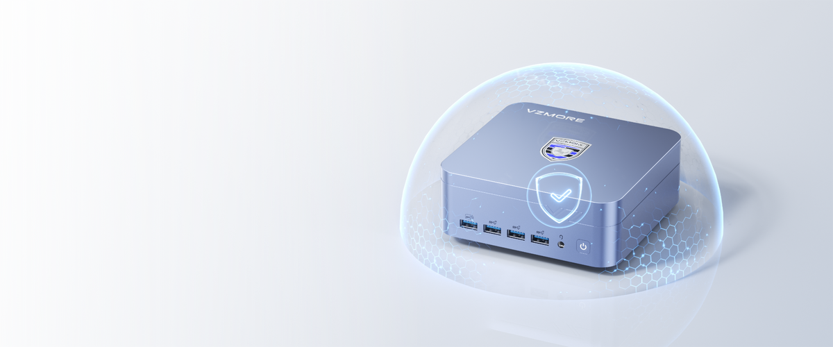 VZMORE iX5 Max Mini-PC – speziell gestalteter Hintergrund